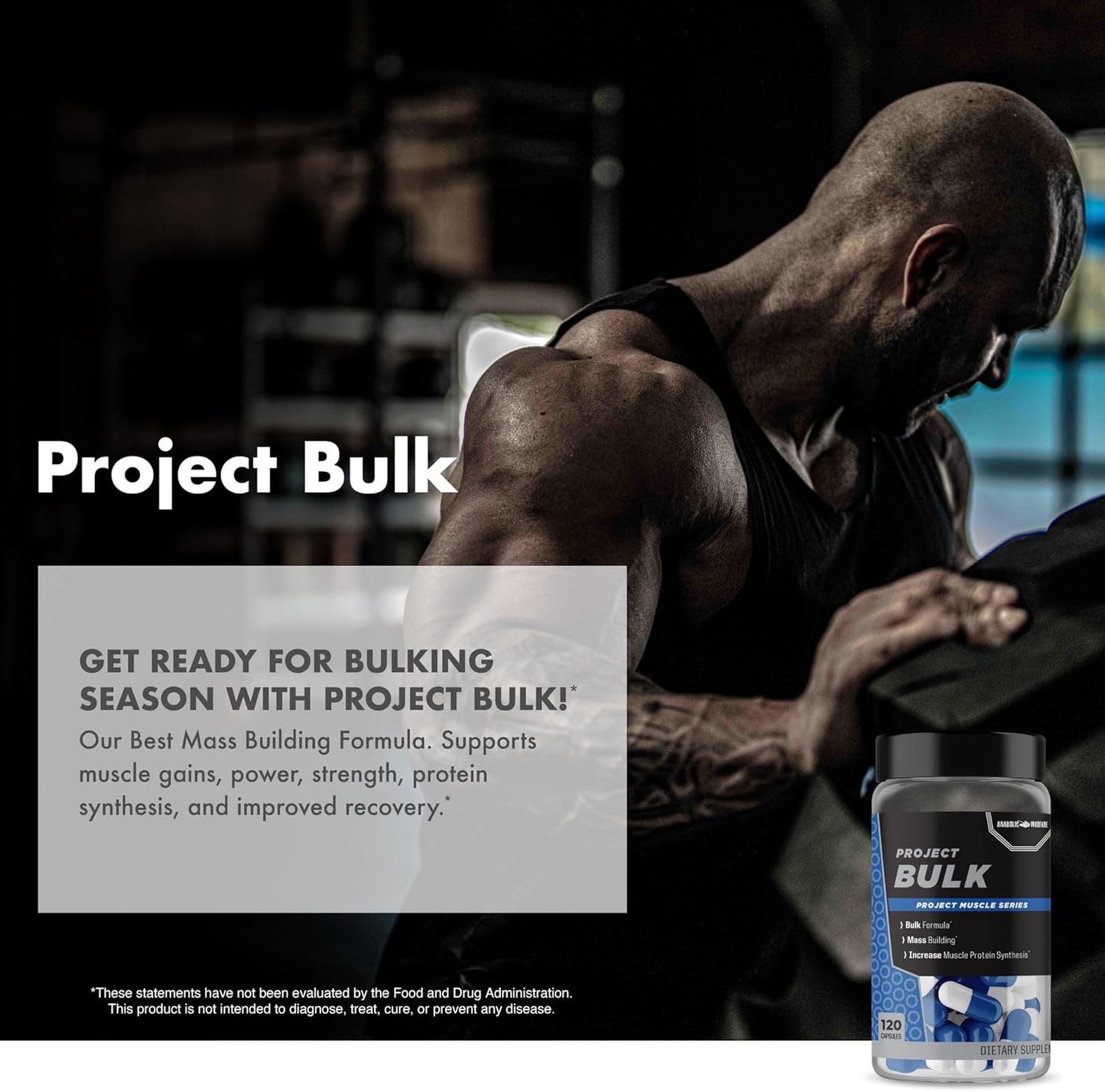 Anabolic Warfare Project Bulk: Mass Building Formula for Protein Synthesis, Strength, and Muscle Definition with Botanical Ingredients