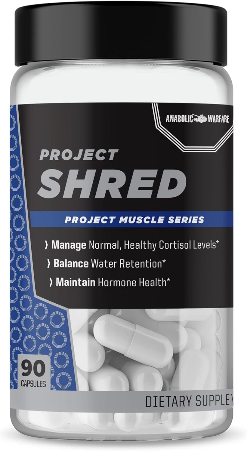 Anabolic Warfare Project Shred Supplement - Control Cortisol & Water Retention, Body Recomposition Formula with Botanicals