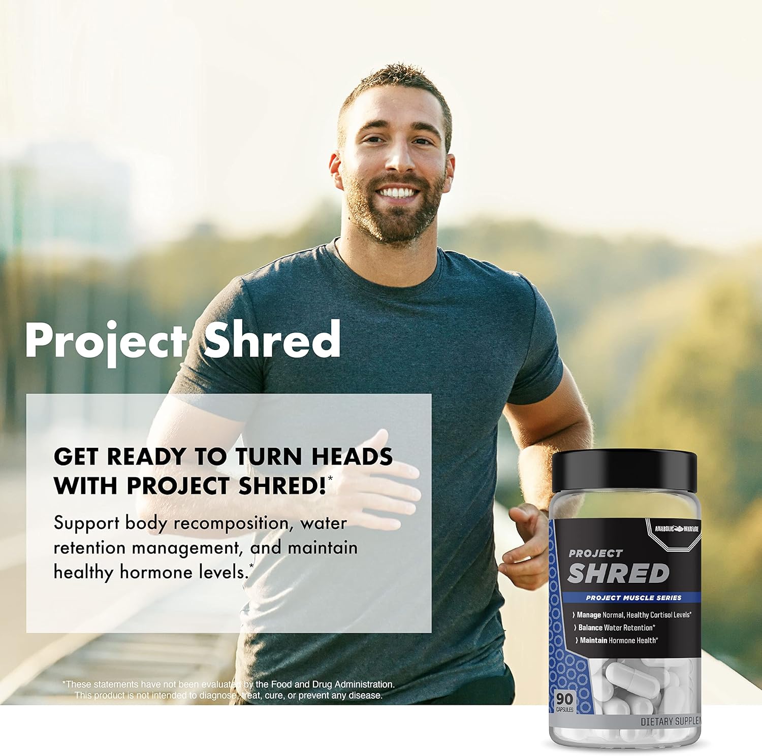Anabolic Warfare Project Shred Supplement - Control Cortisol & Water Retention, Body Recomposition Formula with Botanicals