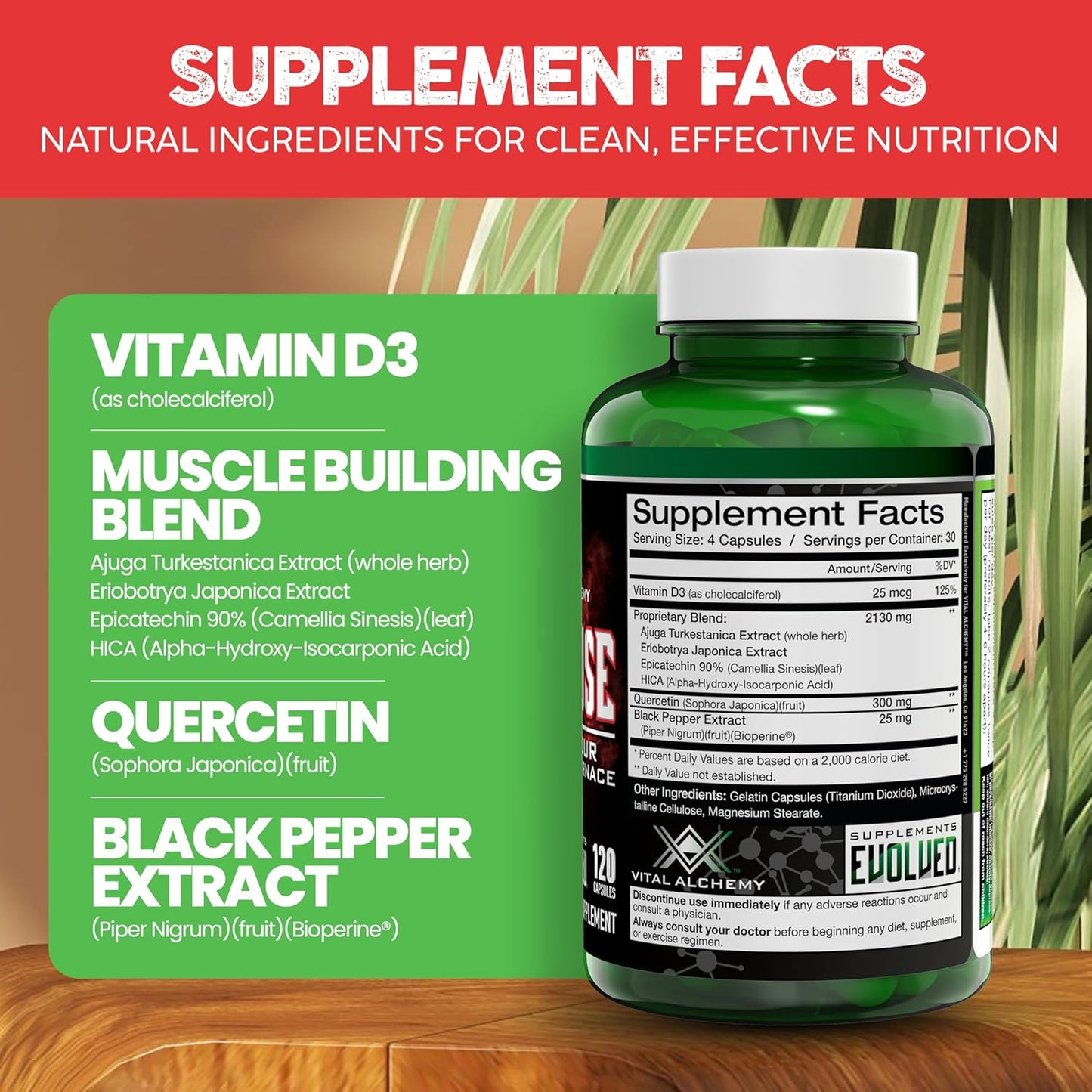 Anafuse Turkesterone Supplement for Men - Boost Stamina & Lean Muscle Growth - 120 Vegan Capsules - USA Made & Non-GMO