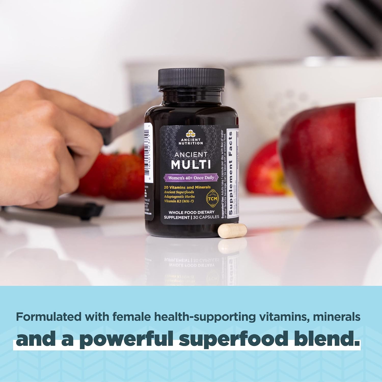 Ancient Multi Women's 40+ Once Daily Vitamin with Vitamin B, C, K2, Folate, Iron - Supports Bone Health - 30ct