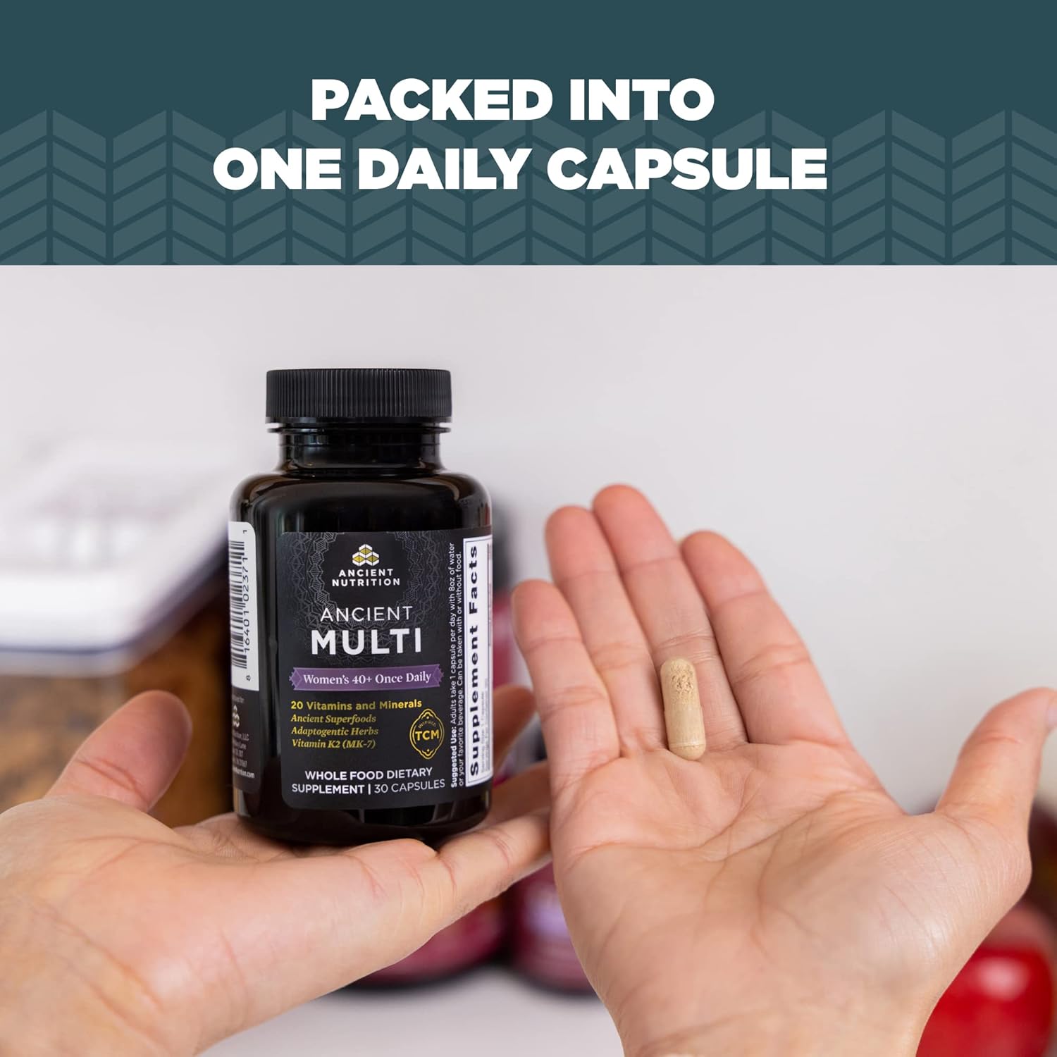 Ancient Multi Women's 40+ Once Daily Vitamin with Vitamin B, C, K2, Folate, Iron - Supports Bone Health - 30ct