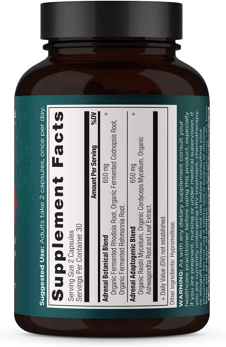Ancient Nutrition Adrenal Support Supplement with Ashwagandha - Reduce Stress & Fatigue - Paleo, Keto, Gluten Free - 1300mg, 60 Capsules
