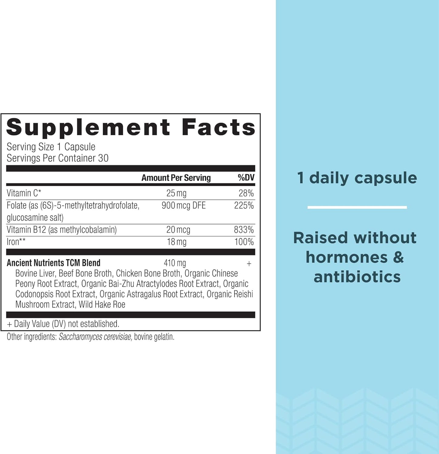 Ancient Nutrition Ancient Nutrients Iron Capsules - 18mg Iron, Adaptogenic Herbs, Enzyme Activated, Paleo & Keto Friendly