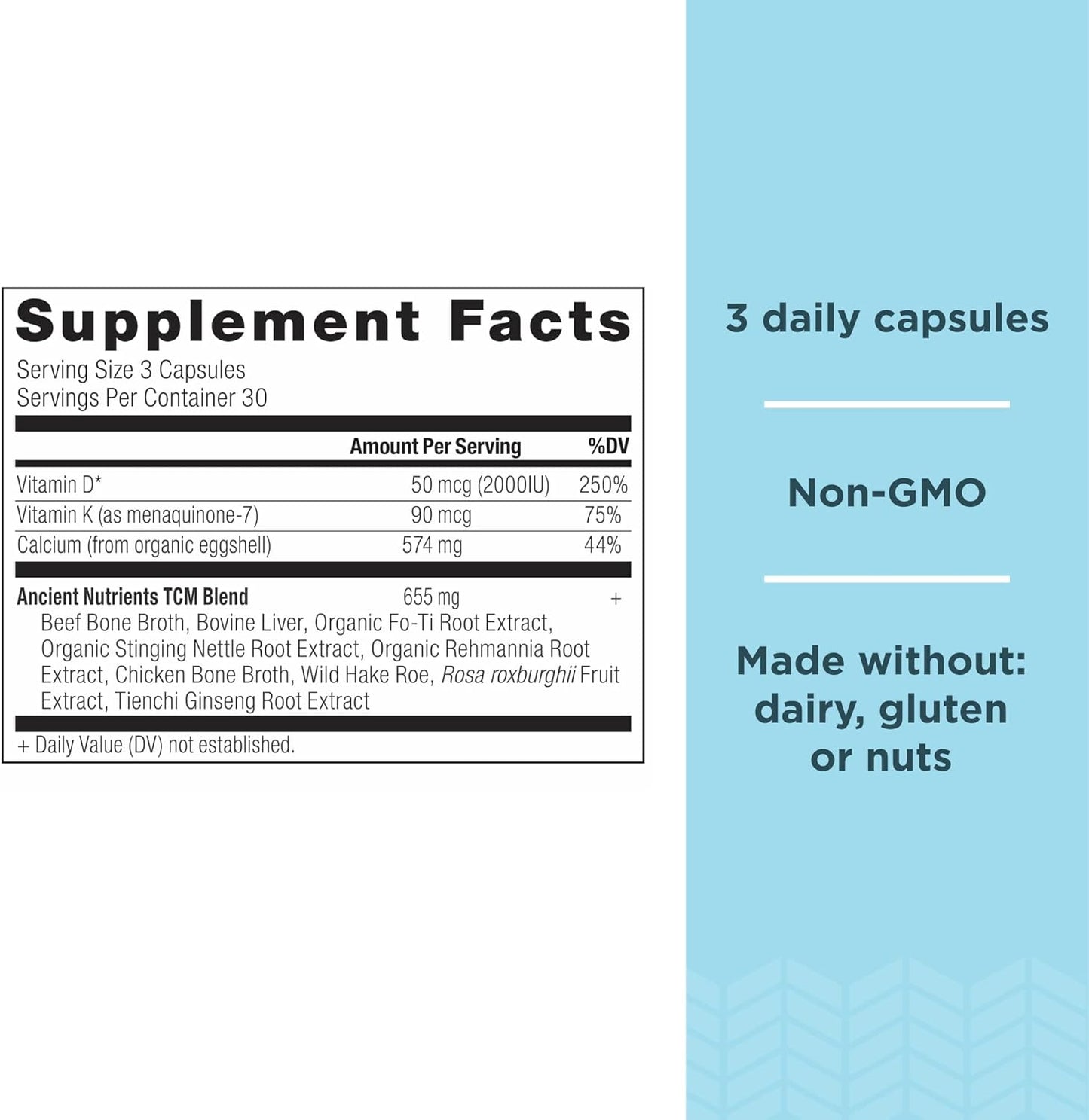 Ancient Nutrition Calcium Supplement with Vitamin D and K2 - Supports Bone Health, Immune System, and Muscle Recovery - 90 Ct, Paleo & Keto Friendly