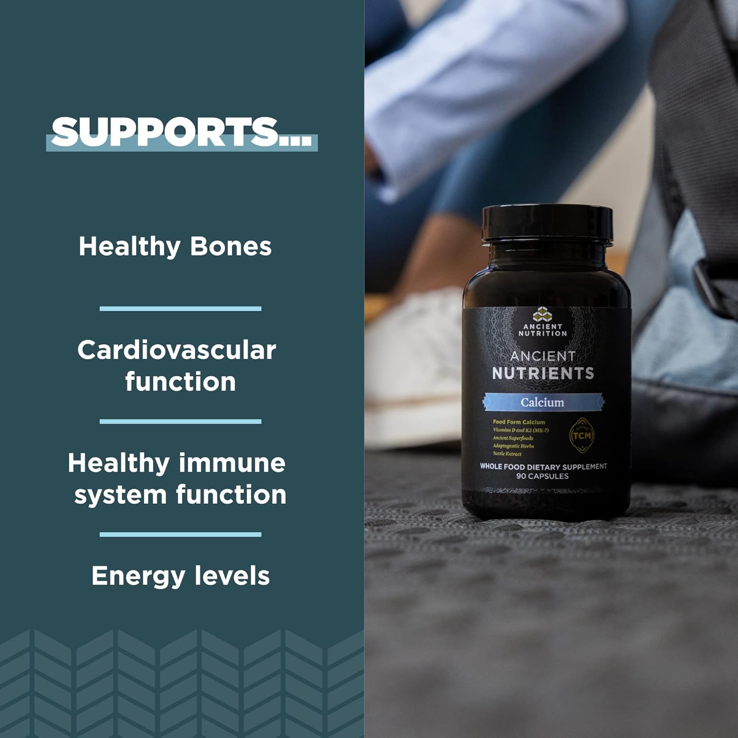 Ancient Nutrition Calcium Supplement with Vitamin D and K2 - Supports Bone Health, Immune System, and Muscle Recovery - 90 Ct, Paleo & Keto Friendly