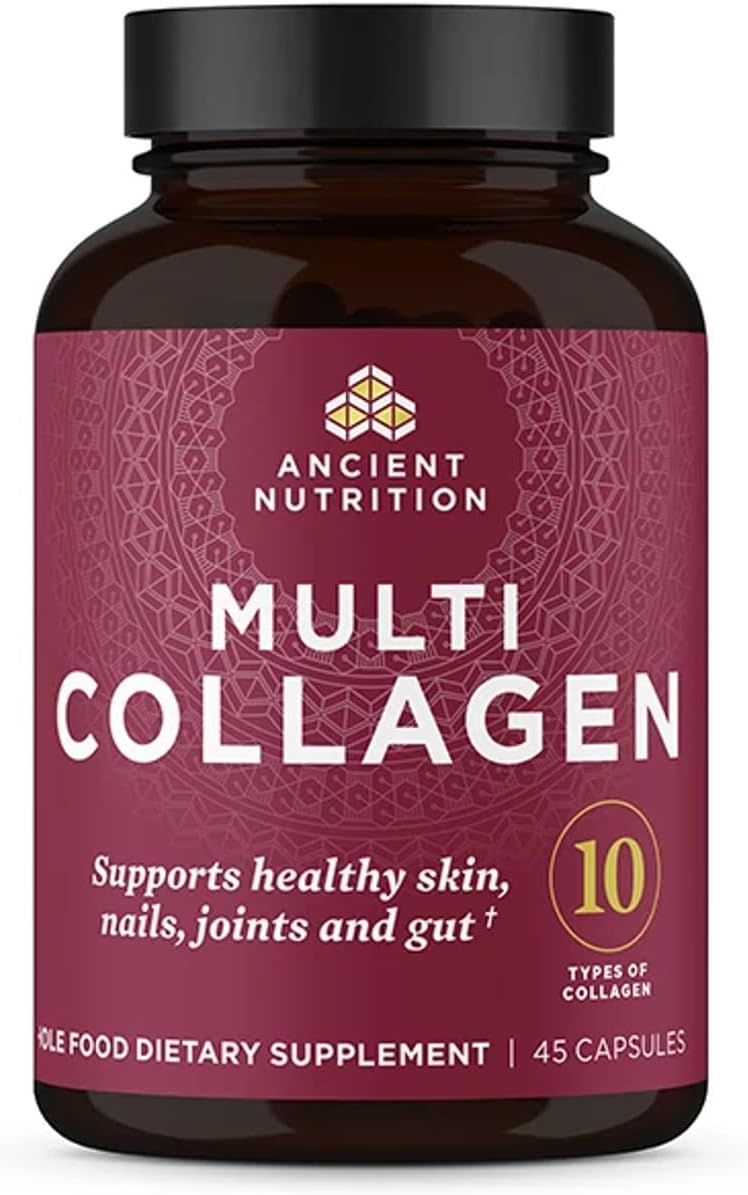 Ancient Nutrition Collagen Pills Peptides Powder Supplement, 45 Count, Hydrolyzed Multi Collagen Pills with Types I, II, III, V & X - Promotes Healthy Skin, Nails, Gut, and Joints