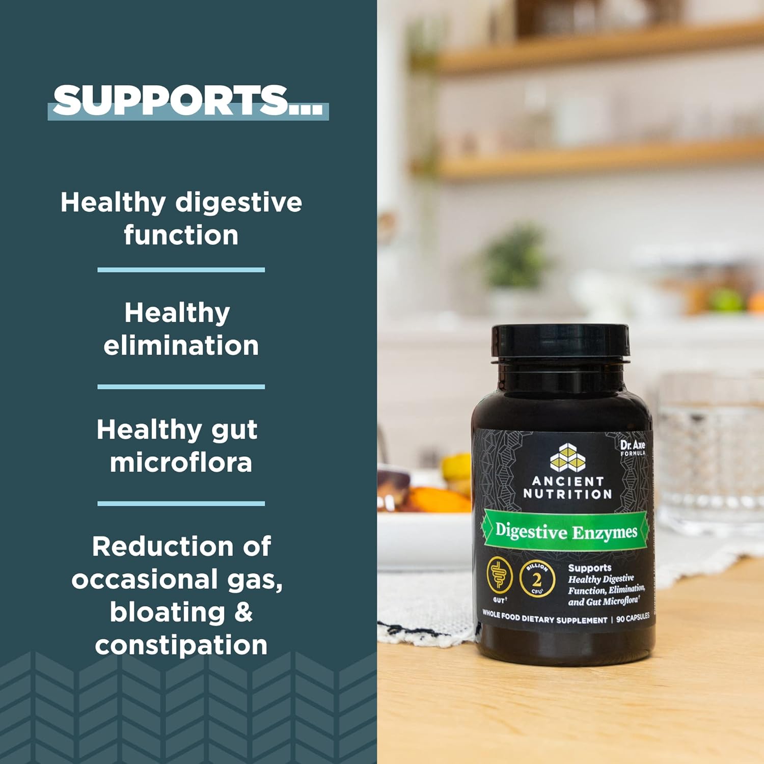 Ancient Nutrition Leaky Gut Capsules 60 Count with Digestive Enzymes 90 Count for Gut Health Support