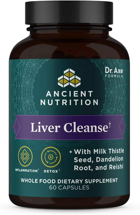 Ancient Nutrition Liver Detox Supplement with Milk Thistle, Dandelion Root & Reishi - 1300mg, 60 Count - Gluten Free Liver Cleanse Support
