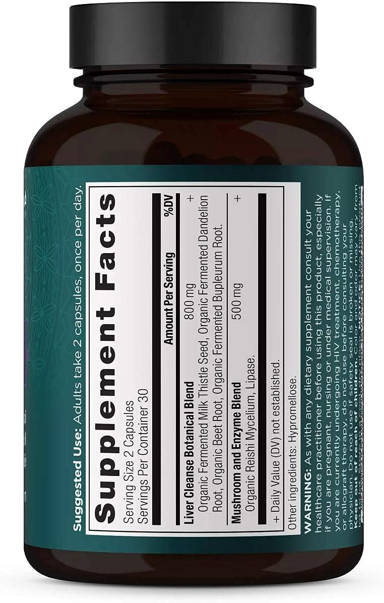 Ancient Nutrition Liver Detox Supplement with Milk Thistle, Dandelion Root & Reishi - 1300mg, 60 Count - Gluten Free Liver Cleanse Support