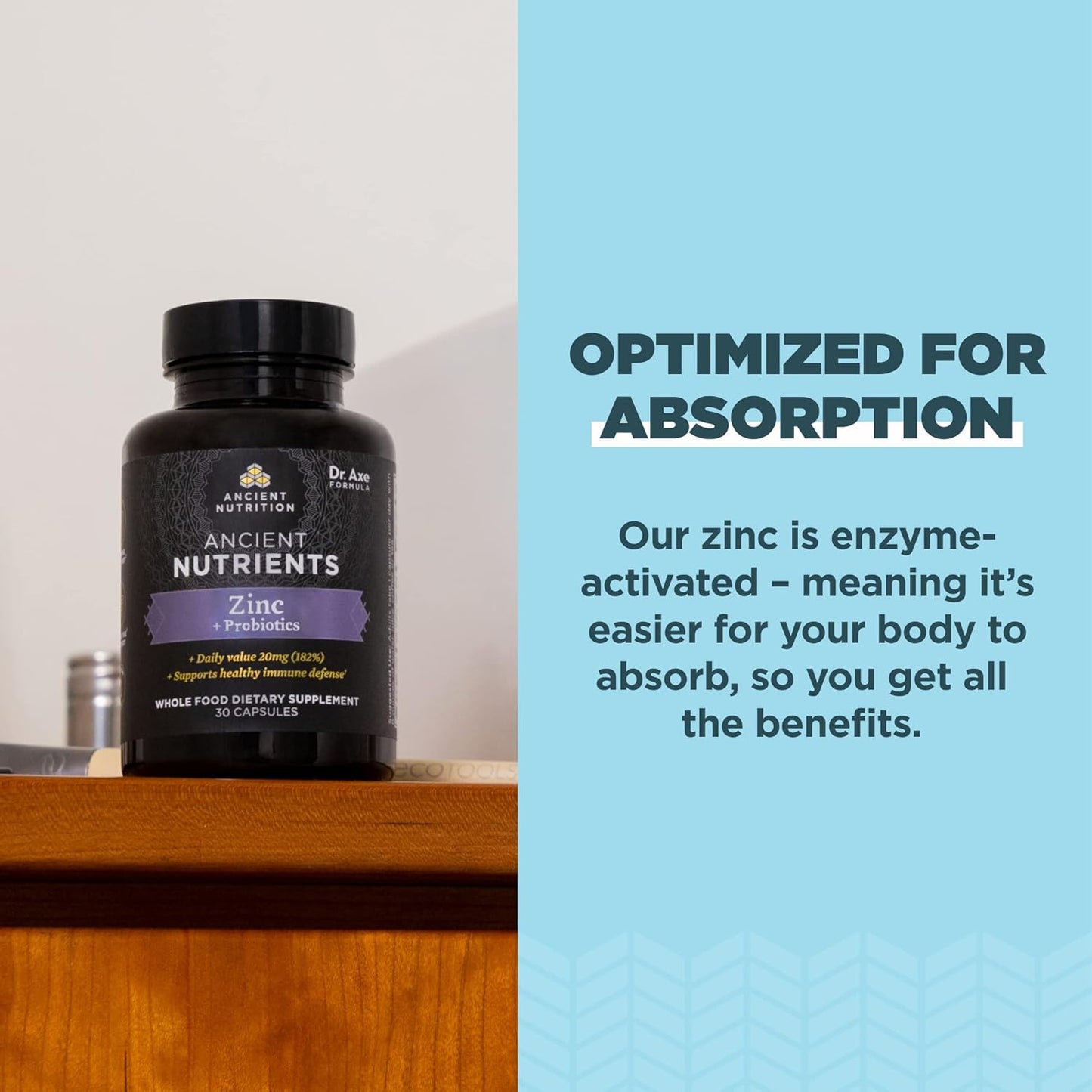 Ancient Nutrition Probiotics and Zinc Supplement: Supports Immune System & Gut Health, GMO-Free, Superfoods, Paleo & Keto Friendly
