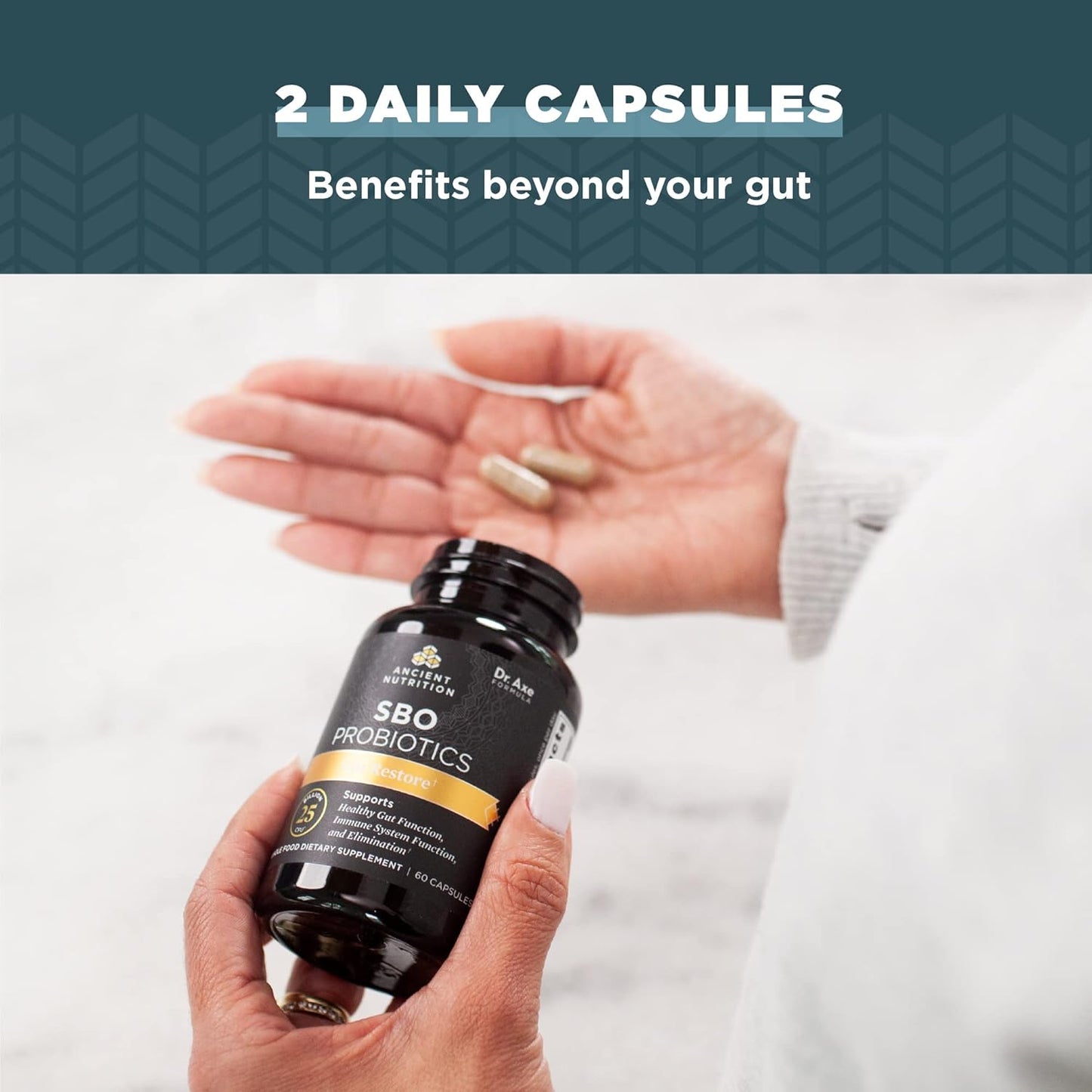 Ancient Nutrition SBO Probiotics Gut Restore Capsules - Gluten Free, Immune Support, 25 Billion CFUs, Ancient Superfoods Blend