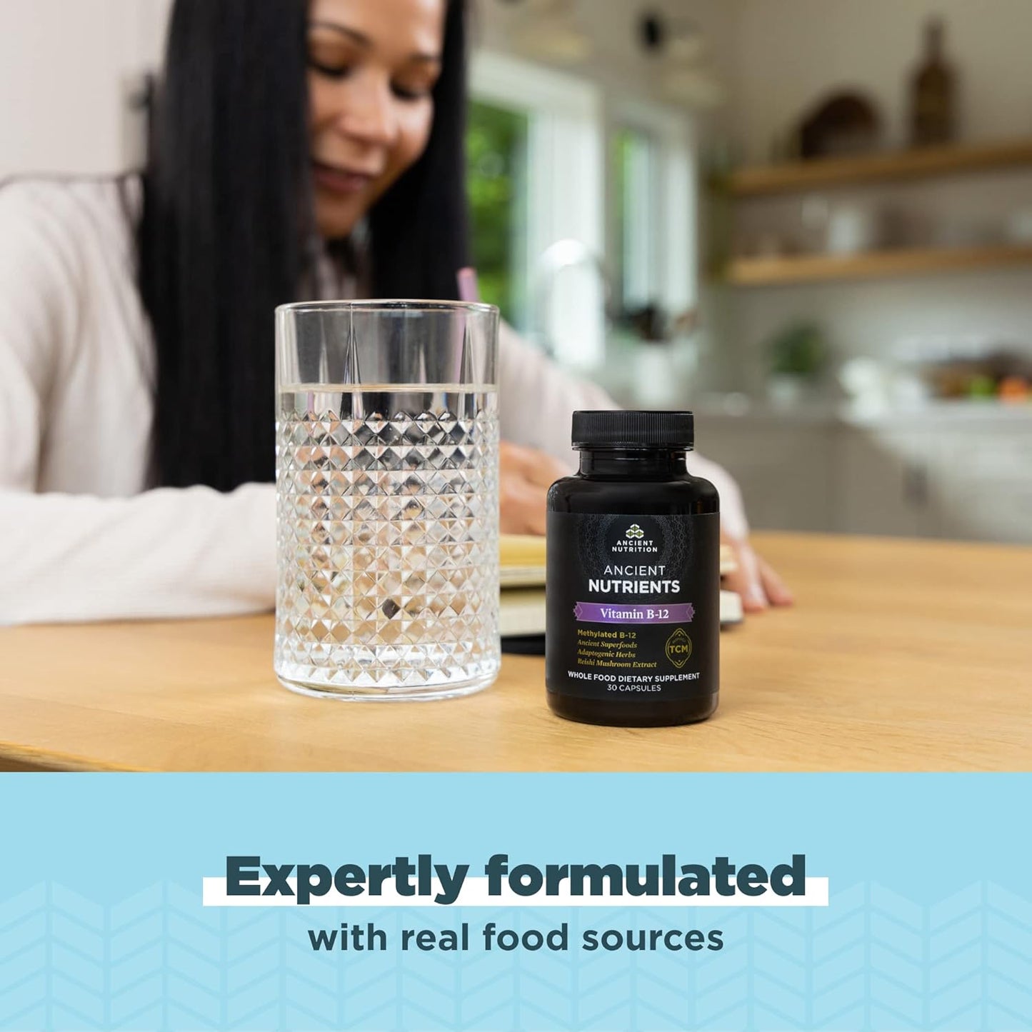 Ancient Nutrition Vitamin B12 Supplement with Adaptogenic Herbs, Enzyme Activated for Energy & Nervous System Support - Paleo & Keto Friendly, 30 Capsules