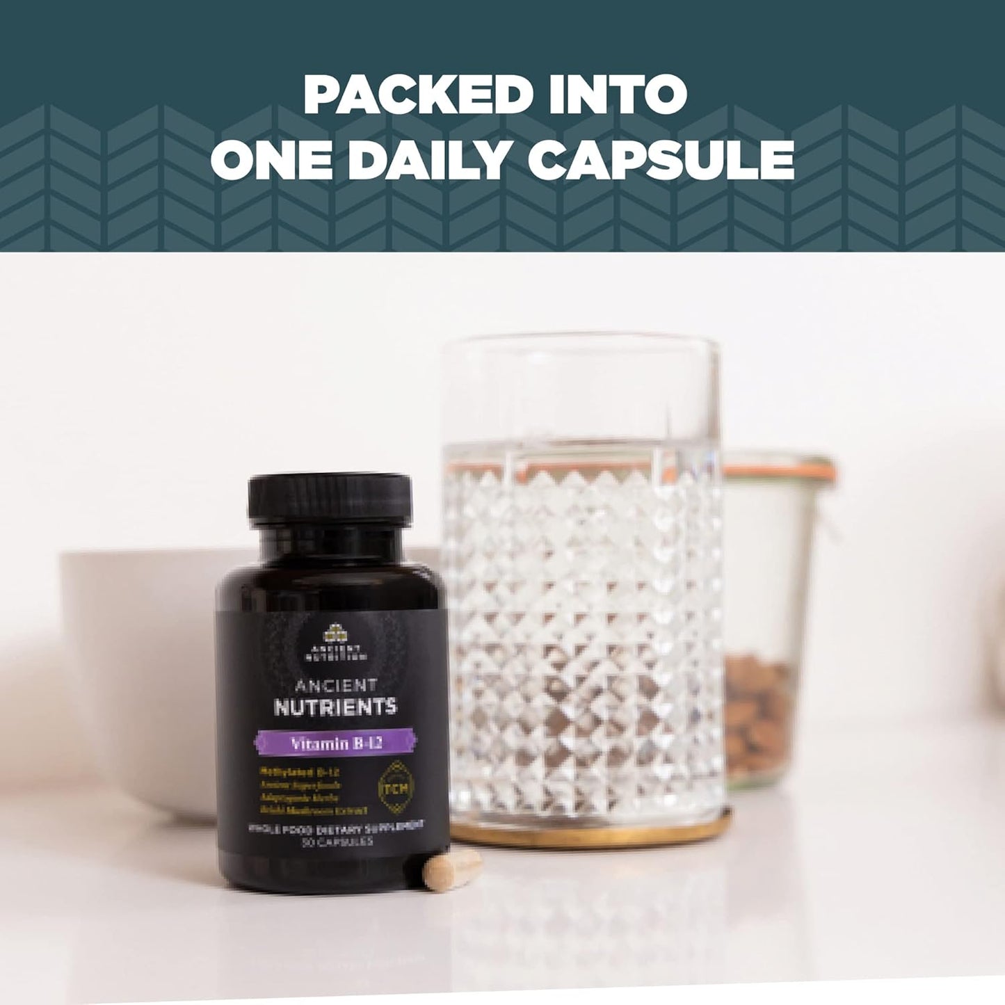 Ancient Nutrition Vitamin B12 Supplement with Adaptogenic Herbs, Enzyme Activated for Energy & Nervous System Support - Paleo & Keto Friendly, 30 Capsules