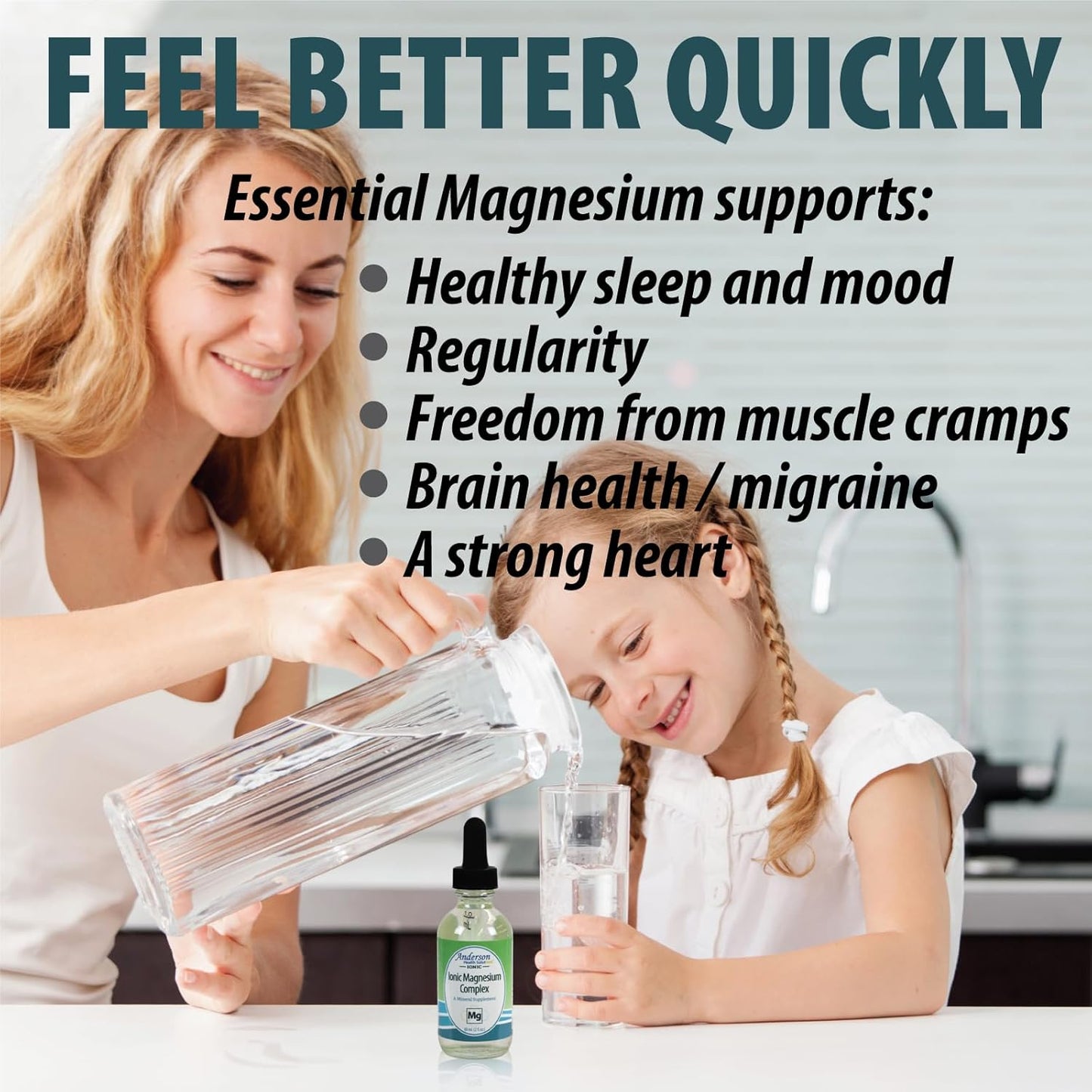 Anderson Ionic Magnesium Complex Liquid Supplement - Supports Muscle Cramps, Bone Health, Heart Health, Sleep, and Mood - 30 Servings