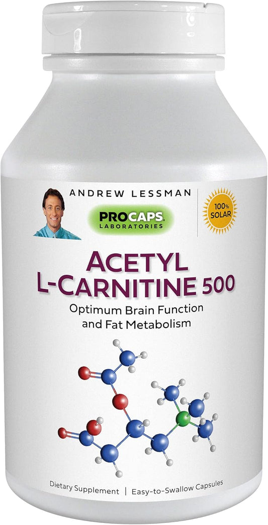 Andrew Lessman Acetyl L-Carnitine 500mg Capsules - Supports Nervous System, Energy, Brain Function - 60 Count
