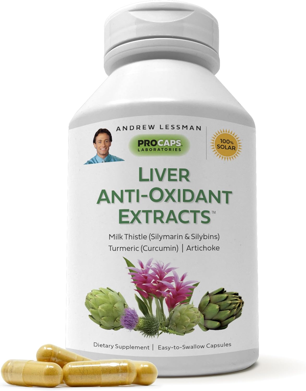 Andrew Lessman Liver Antioxidant Formula - 60 Capsules for Liver Health with Milk Thistle, Turmeric, and Artichoke Extracts