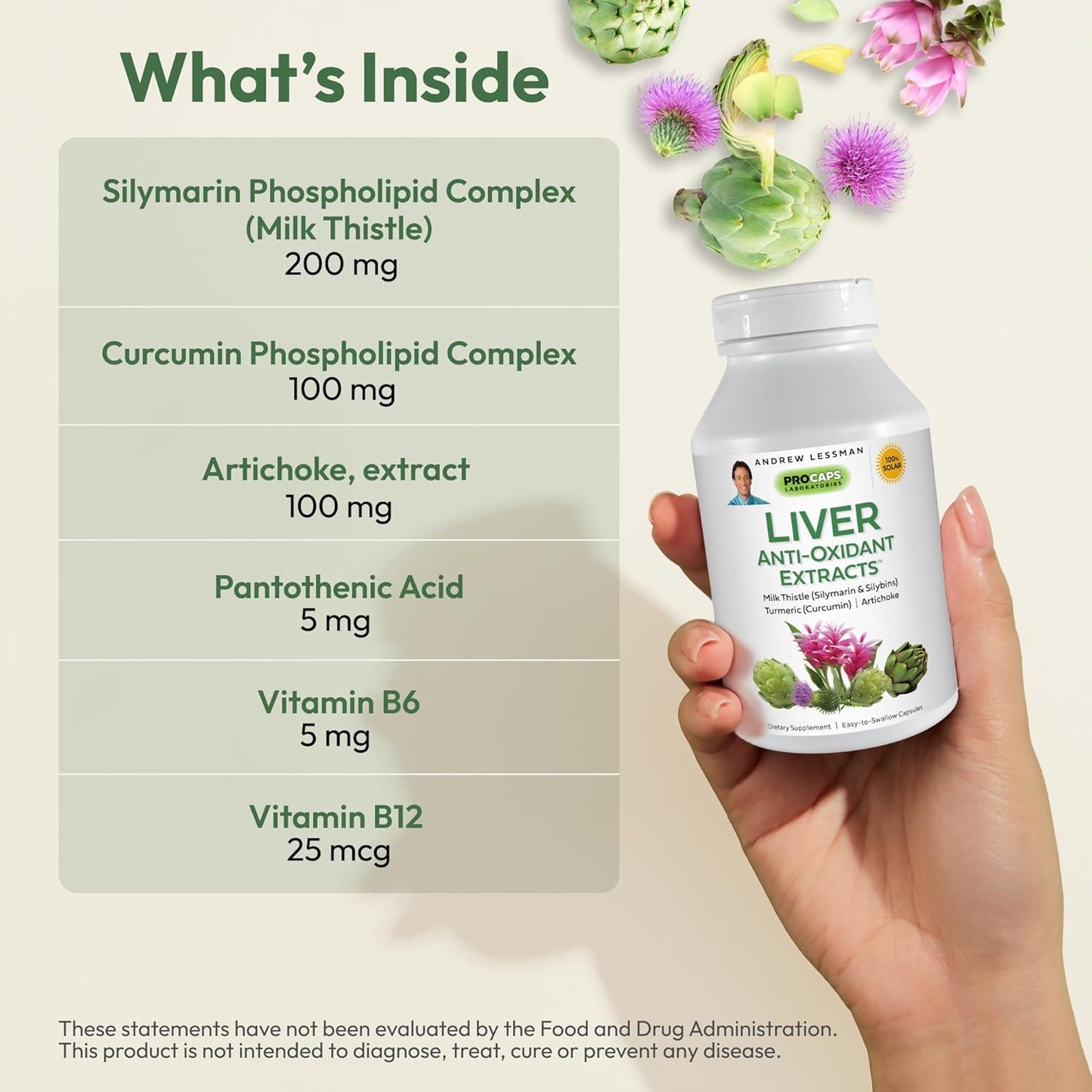 Andrew Lessman Liver Antioxidant Formula - 60 Capsules for Liver Health with Milk Thistle, Turmeric, and Artichoke Extracts