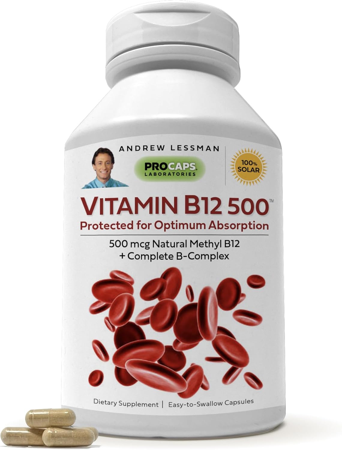 Andrew Lessman Vitamin B12 500 - Methylcobalamin Capsules for Energy and Stress Support with B-Complex