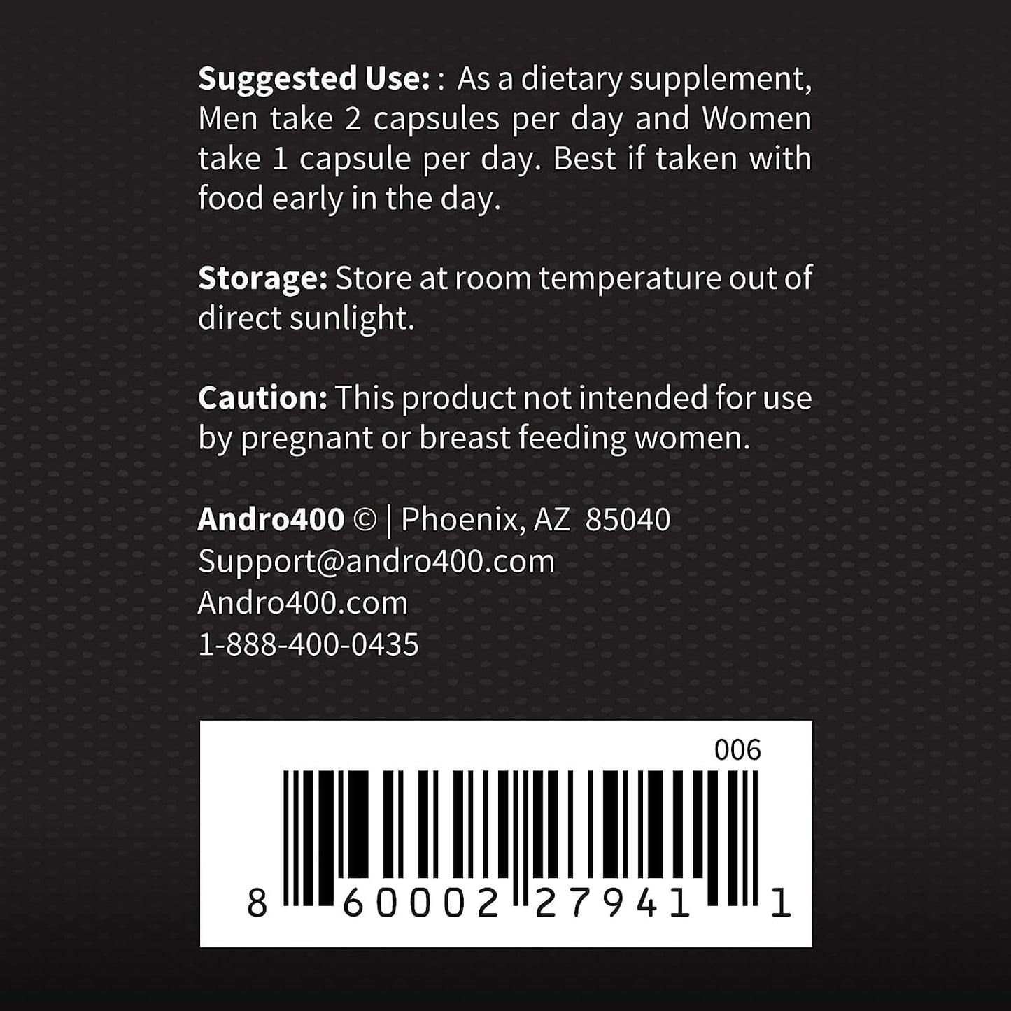 Andro400 Natural Testosterone Support Supplement for Men with Tongkat Ali - 60 Capsules - Made in USA