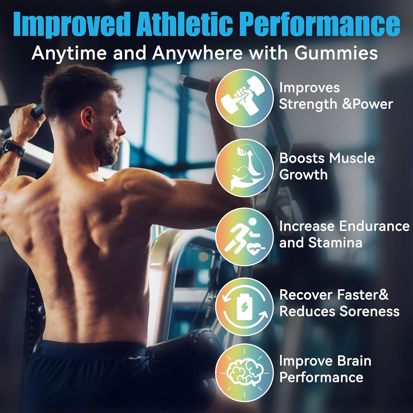 AnFamer Creatine Gummies: Strength & Muscle Builder for Men & Women, Energy Boost, Preworkout Supplement, Blueberry Flavor - 120 Count