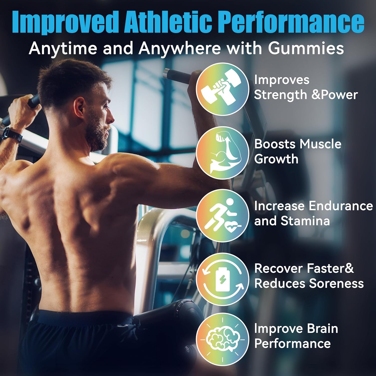 AnFamer Creatine Gummies: Strength & Muscle Builder for Men & Women, Energy Boost, Preworkout Supplement, Blueberry Flavor - 120 Count