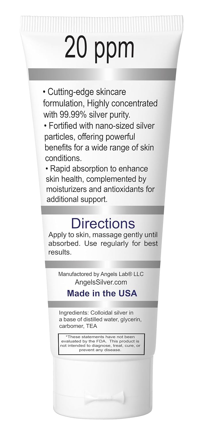 Angels Lab Colloidal Silver Gel: Nano Silver Wound Care Ointment for Burns & Irritated Skin - 4oz Formula, Unscented