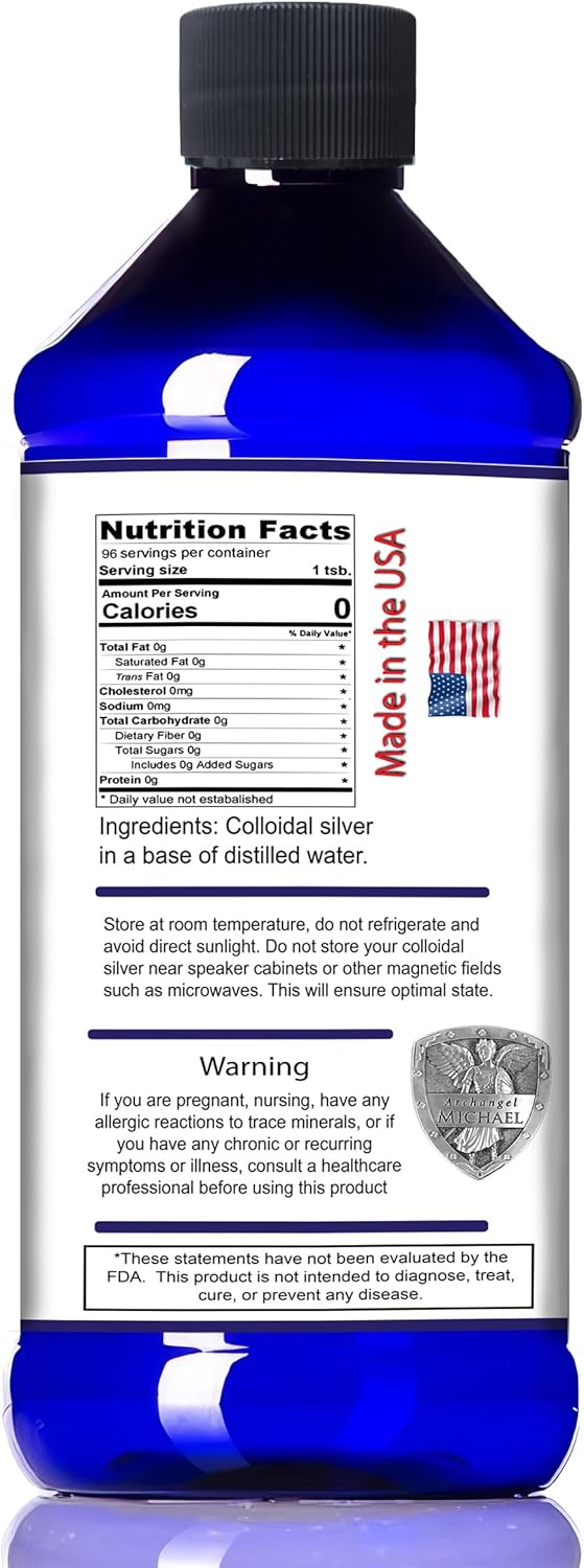 Angels Lab Colloidal Silver Immune Support Liquid 16oz - 10 PPM Nano Formula