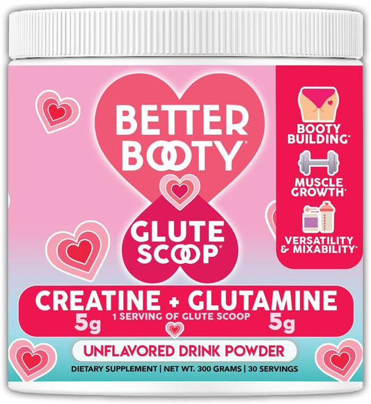Angry Supplements Glute Growth Drink Mix for Women - Creatine & L-Glutamine Amino Acids - Muscle Builder Powder for Booty Gain - 300g, 30 Servings