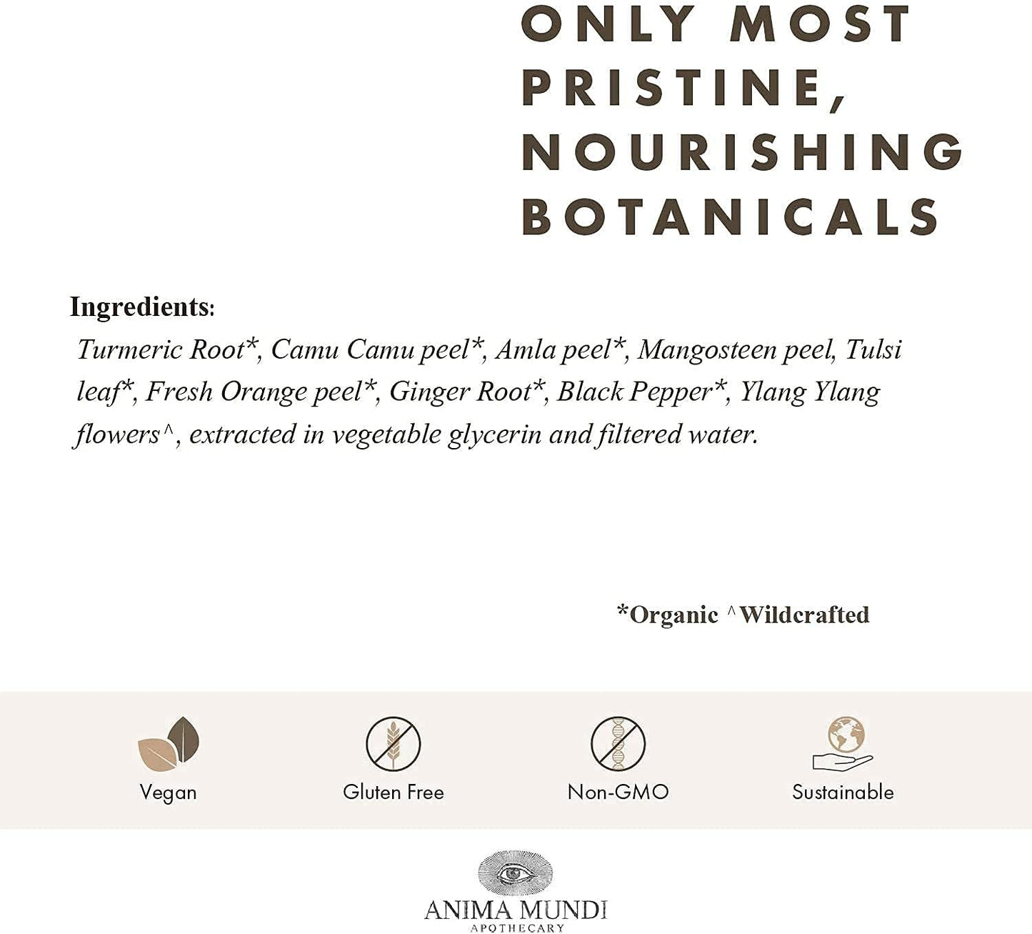 Anima Mundi Curam Organic Beauty Elixir with Turmeric Root Extract - Liquid Adaptogenic Herbal Tincture for Tea, Coffee, Smoothies - 2oz Bottle