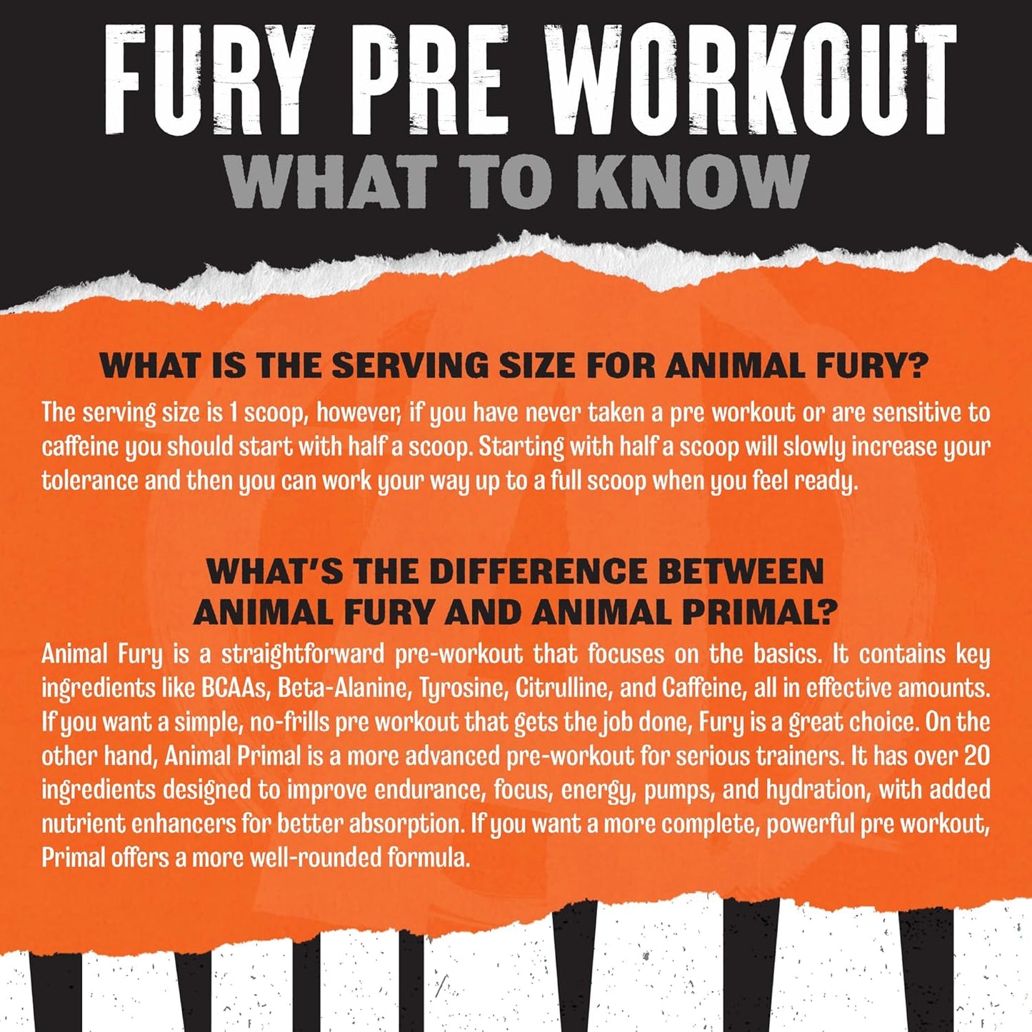 Animal Fury Pre Workout Powder - Energy and Focus Supplement with BCAA, Caffeine, and Beta-Alanine - Blue Raspberry Flavor - 30 Servings for Men and Women