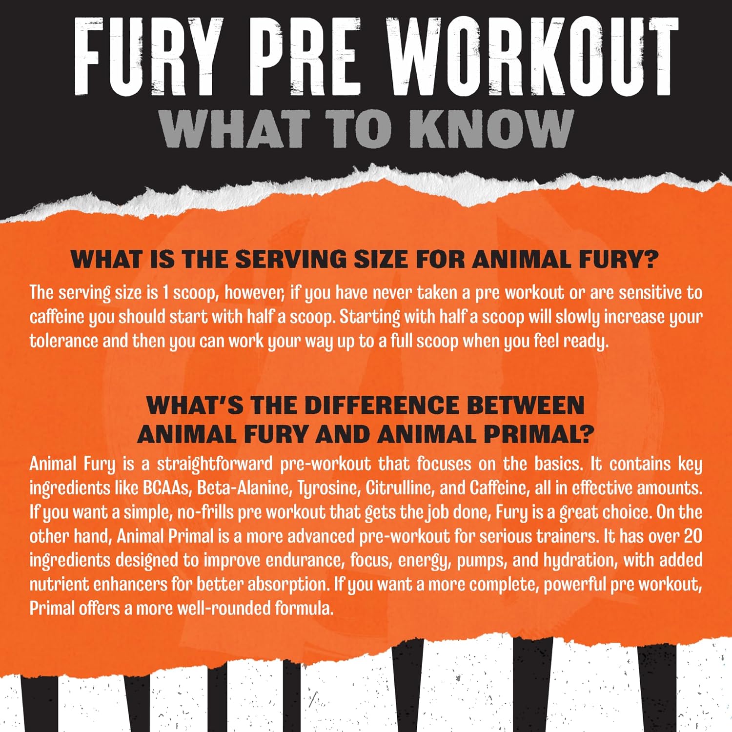Animal Fury Pre Workout Powder - Energy and Focus Supplement with BCAA, Caffeine, and Beta-Alanine - Blue Raspberry Flavor - 30 Servings for Men and Women