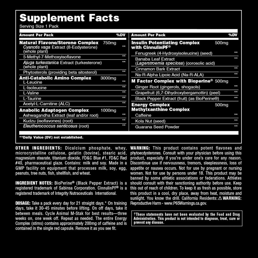 Animal Pump Preworkout and M-Stak Muscle Building Stack Bundle (51 Count)