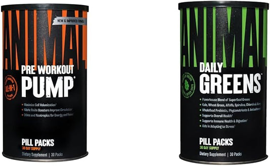 Animal Pump Preworkout Greens Supplement with Probiotics and Digestive Support - 30 Count Bundle