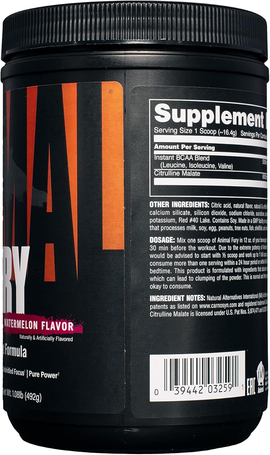 Animal Whey Isolate Protein Powder for Post-Workout Recovery + Fury Pre-Workout Supplement with BCAAs, Caffeine, Nitric Oxide