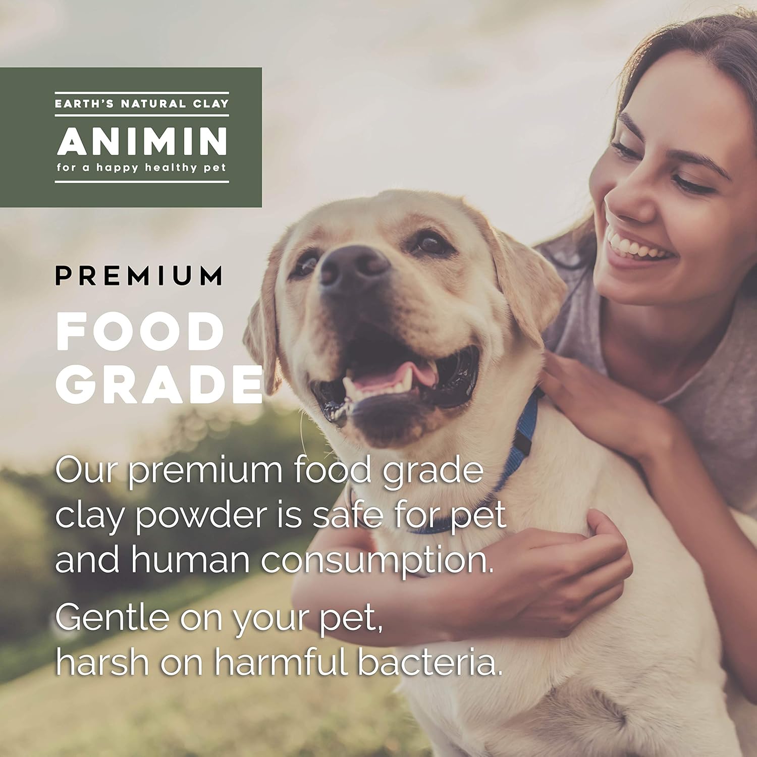 Animin Calcium Bentonite Clay for Pets | 13 oz | Alkalizing Detox Powder | Relieves Arthritis, Diarrhea | Cleanses Toxins, Parasites, Bacteria | Supports Digestive and Immune System