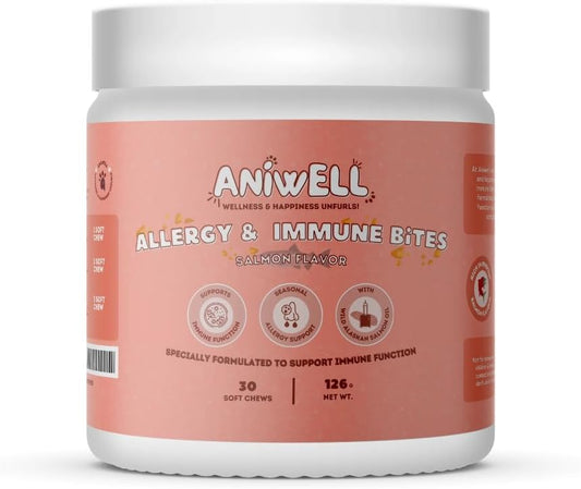 Aniwell Allergy & Immune Support Soft Chews for Dogs - Astragalus Root & Flaxseed C3 - Promotes Seasonal Allergy Relief, Gut Health