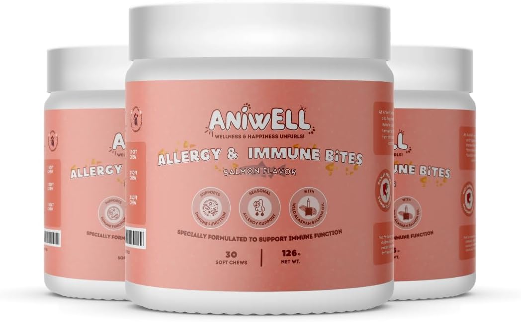 Aniwell Allergy & Immune Support Soft Chews for Dogs - Astragalus Root & Flaxseed C3 - Promotes Seasonal Allergy Relief, Gut Health
