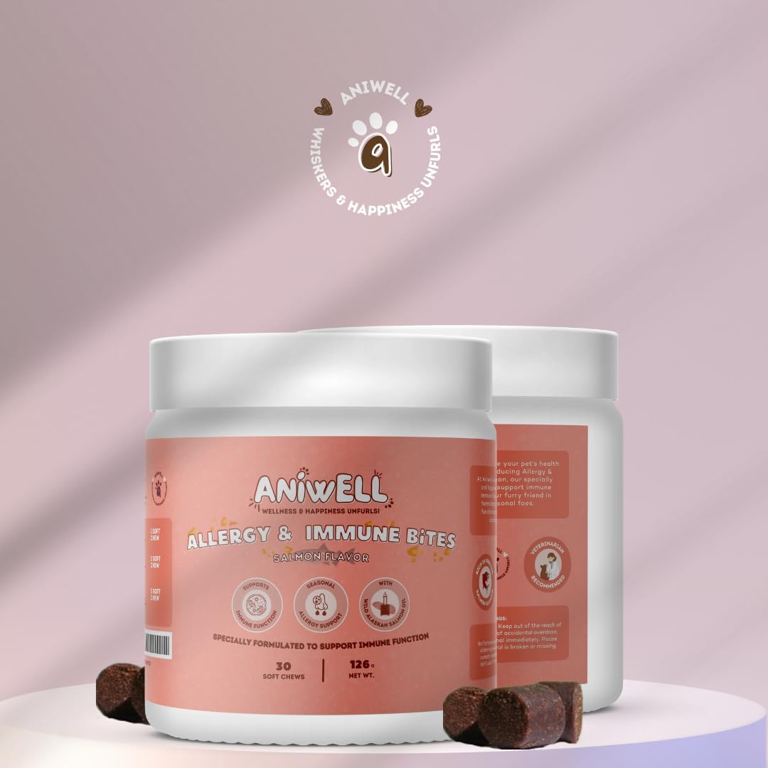 Aniwell Allergy & Immune Support Soft Chews for Dogs - Astragalus Root & Flaxseed C3 - Promotes Seasonal Allergy Relief, Gut Health