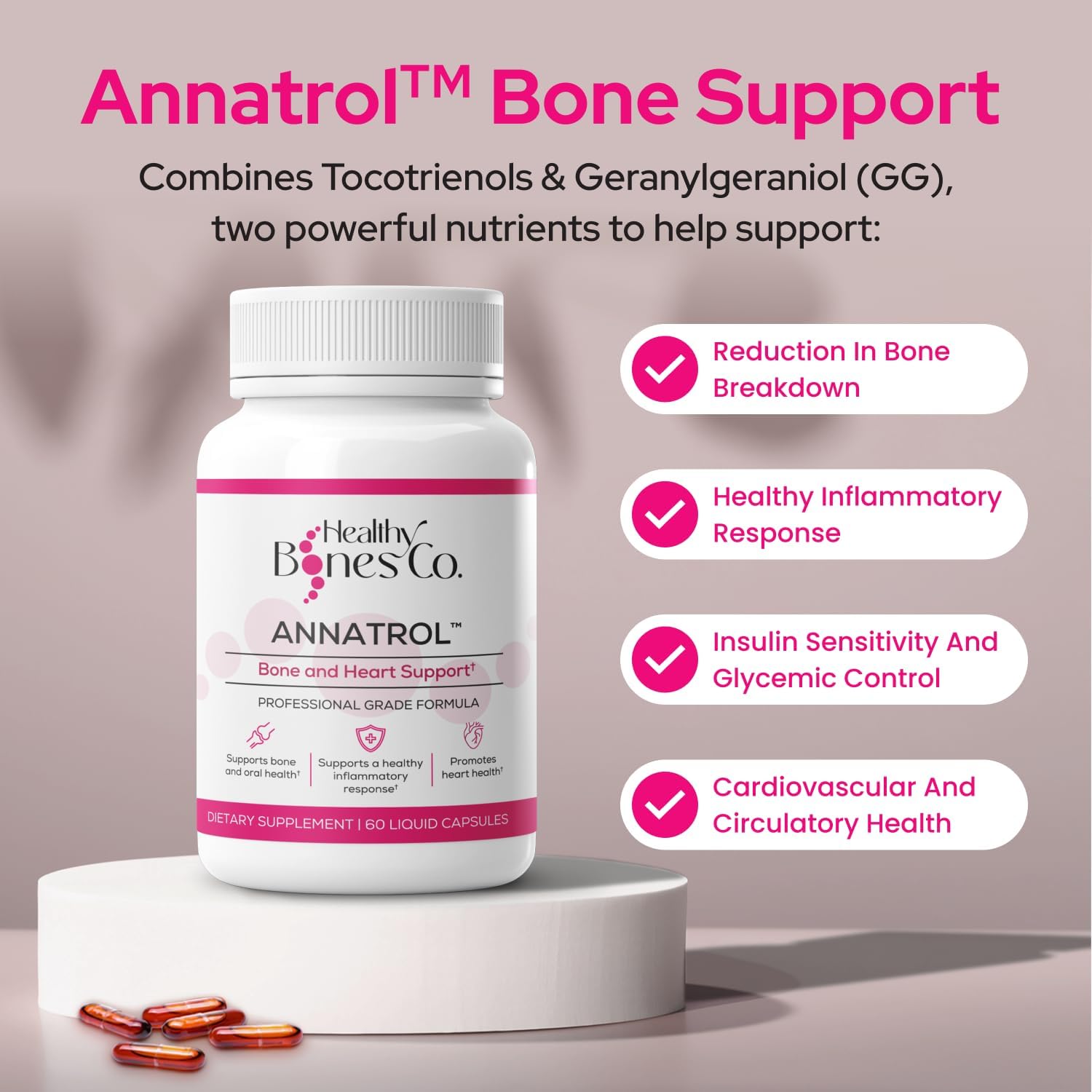 Annatrol Bone Support Capsules with Vitamin E for Women - Promotes Bone Strength, Heart Health, and Cellular Energy