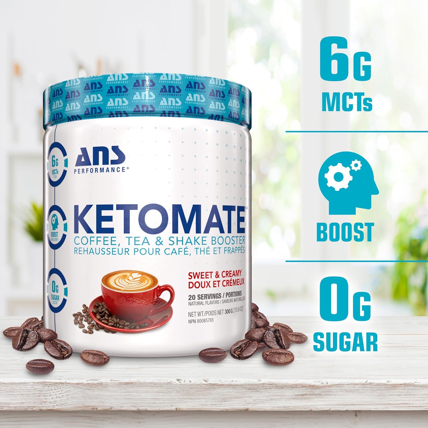 ANS Performance Ketomate Coffee Creamer: Delicious Sugar-Free MCT Oil Powder, Perfect Keto Energy Boost for Coffee, Tea & Shakes, 20 Servings, 15oz