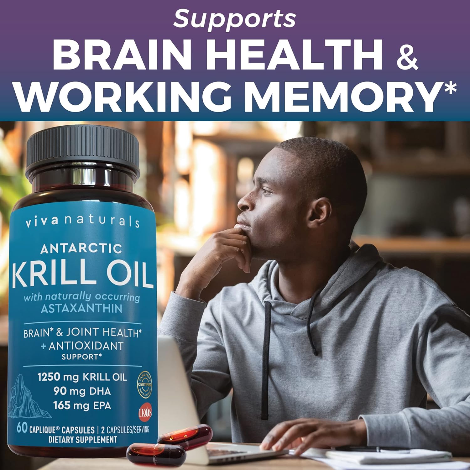 Antarctic Krill Oil Bundle with Elderberry, Vitamin C, Zinc, and Vitamin D3 - 1250mg Krill Oil for Joint Health and Elderberry for Immune Support