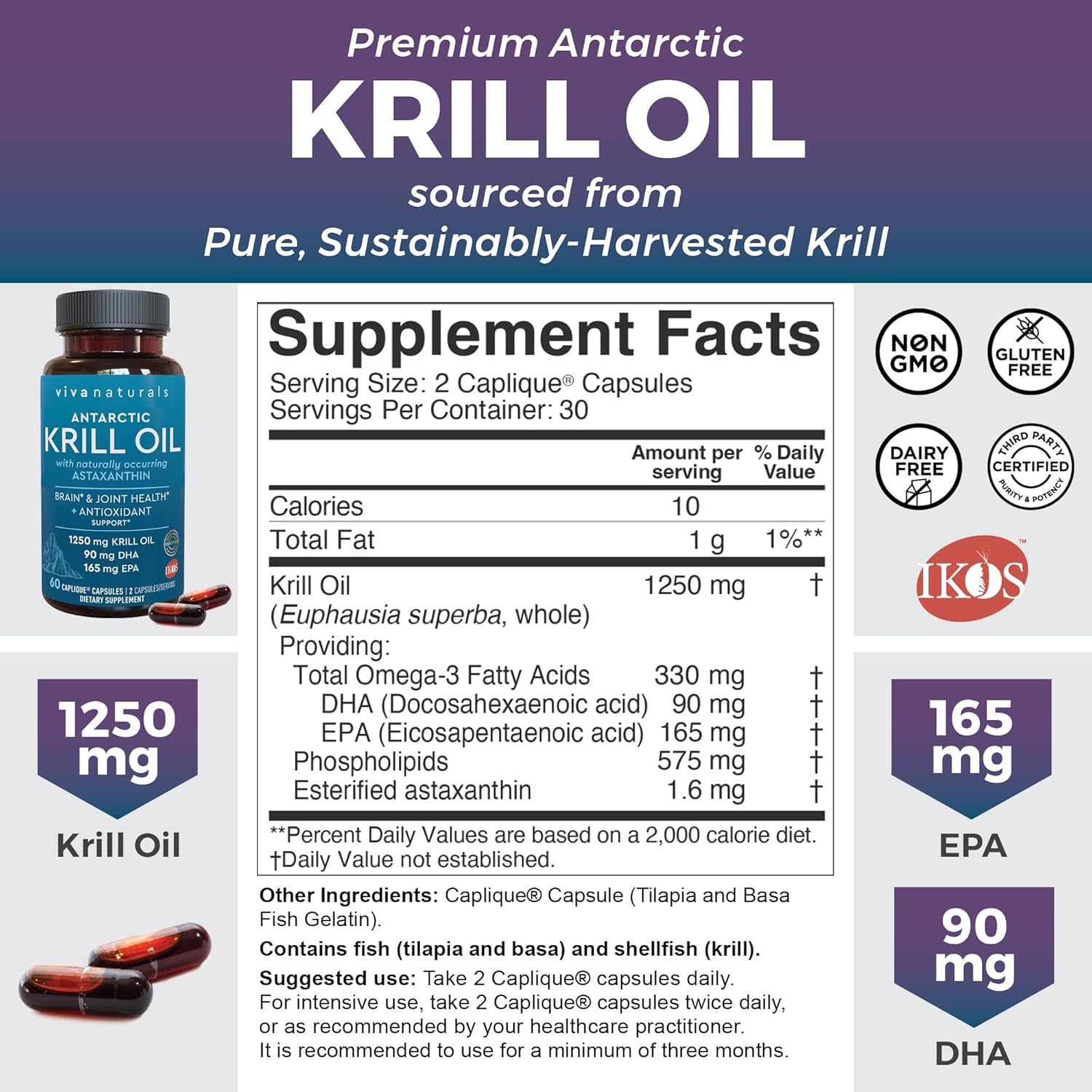Antarctic Krill Oil Bundle with Elderberry, Vitamin C, Zinc, and Vitamin D3 - 1250mg Krill Oil for Joint Health and Elderberry for Immune Support