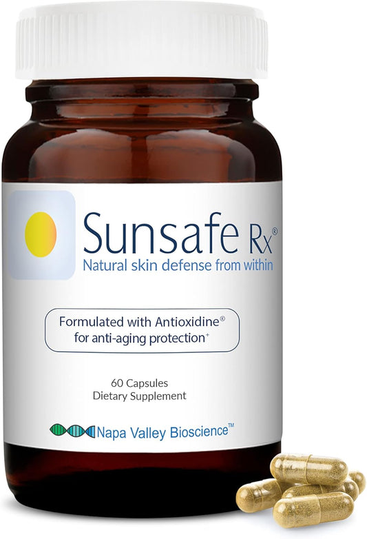 Anti Aging Skin Protection Pills with Antioxidants for Youthful Appearance & Eye Health - Sunsafe Rx Supplement with Vitamins & Minerals