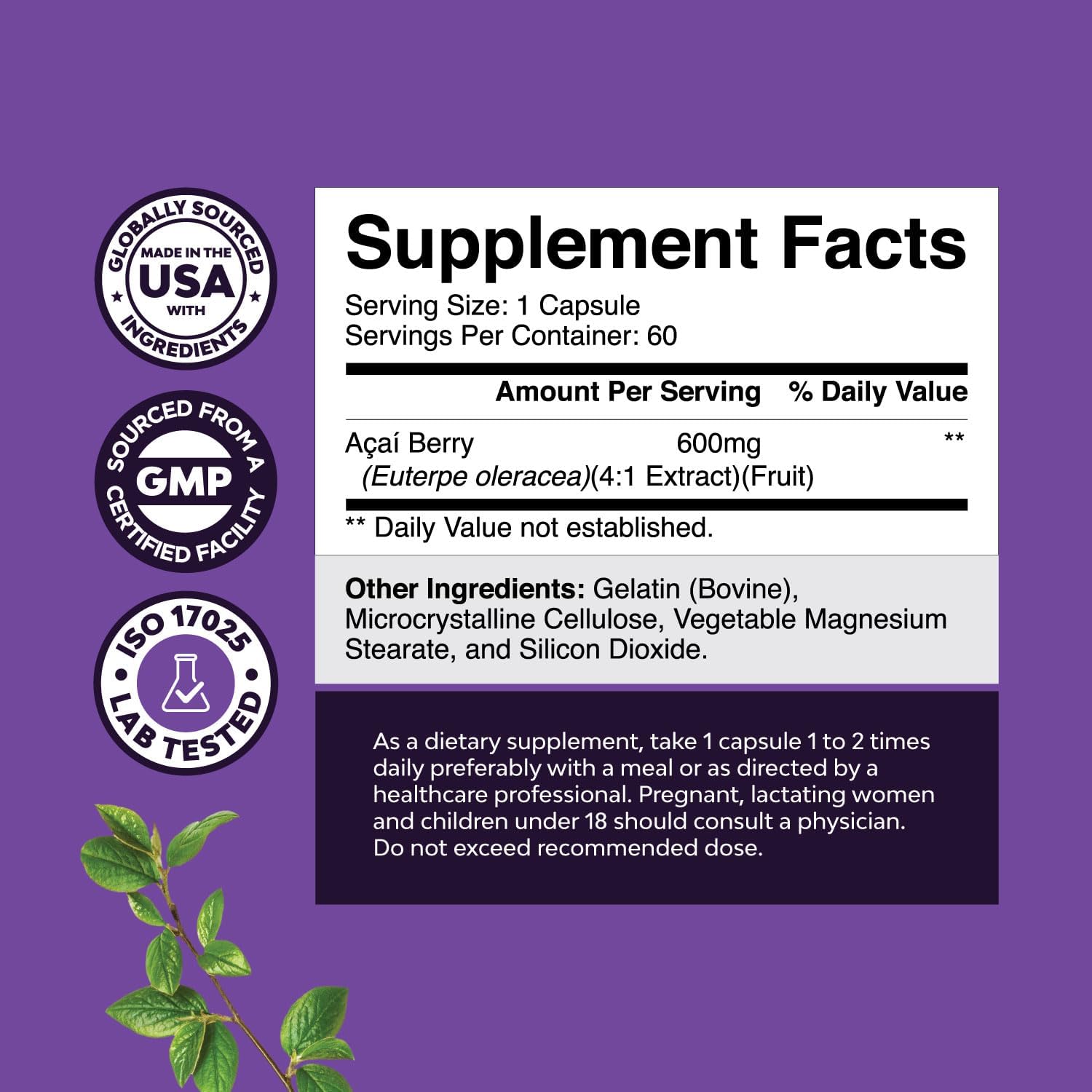 Anti Aging Trans Resveratrol and Acai Berry Capsules Bundle - Natural Antioxidant Joint Support and Brain Booster with Heart Health Benefits - Energy Boost Supplement