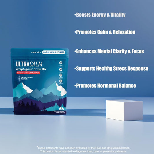 Anti-Stress Drink Mix Powder with Magnesium, L-Theanine & Ashwagandha - 24 Packets for Relaxation & Sleep