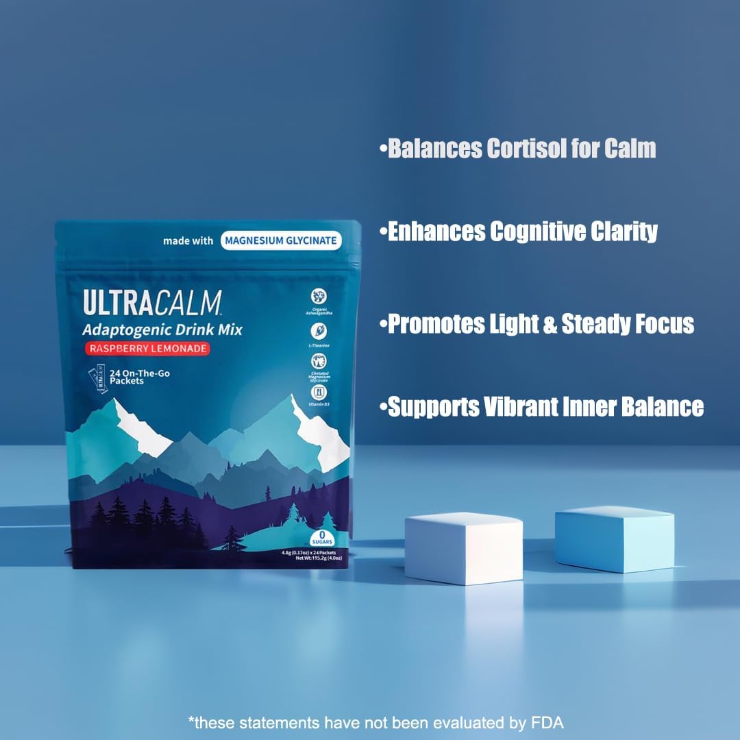 Anti-Stress Drink Mix Powder with Magnesium, L-Theanine & Ashwagandha - 24 Packets for Relaxation & Sleep