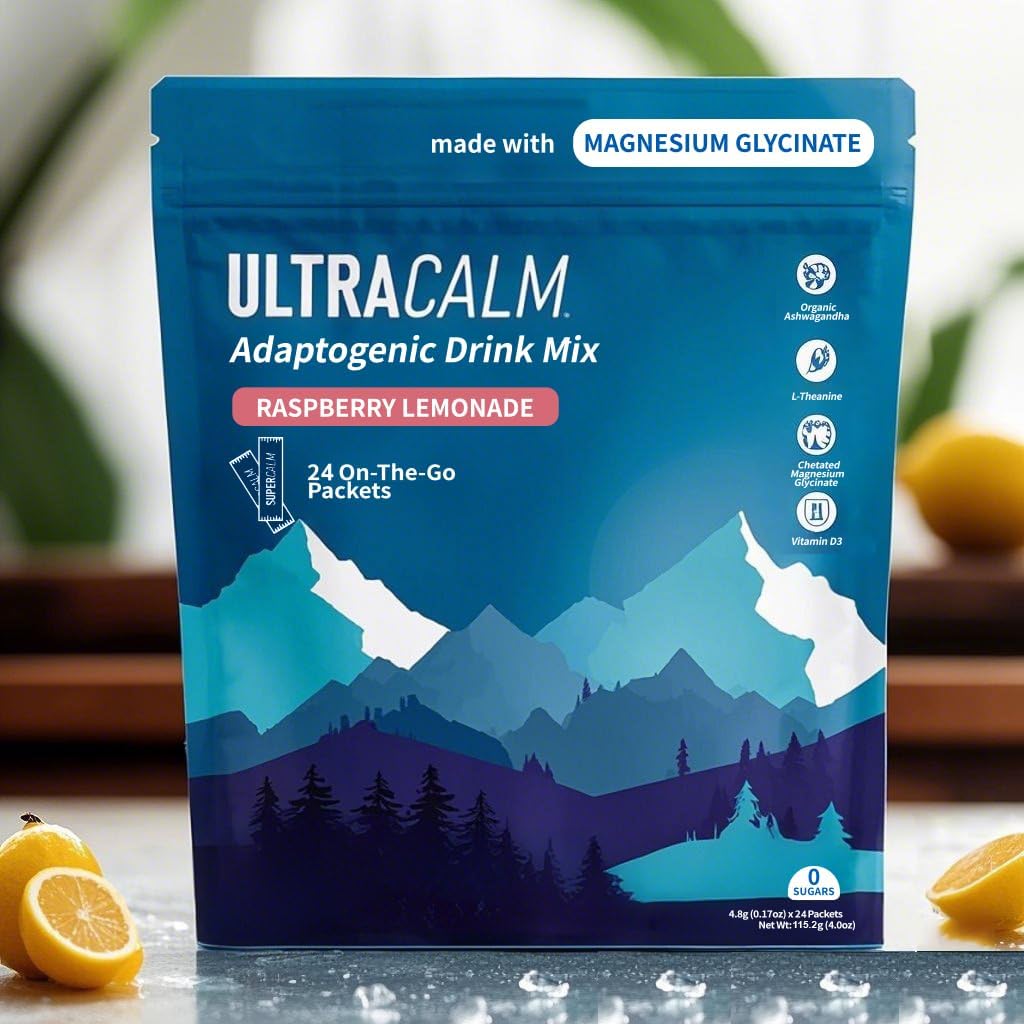 Anti-Stress Drink Mix Powder with Magnesium, L-Theanine & Ashwagandha - 24 Packets for Relaxation & Sleep