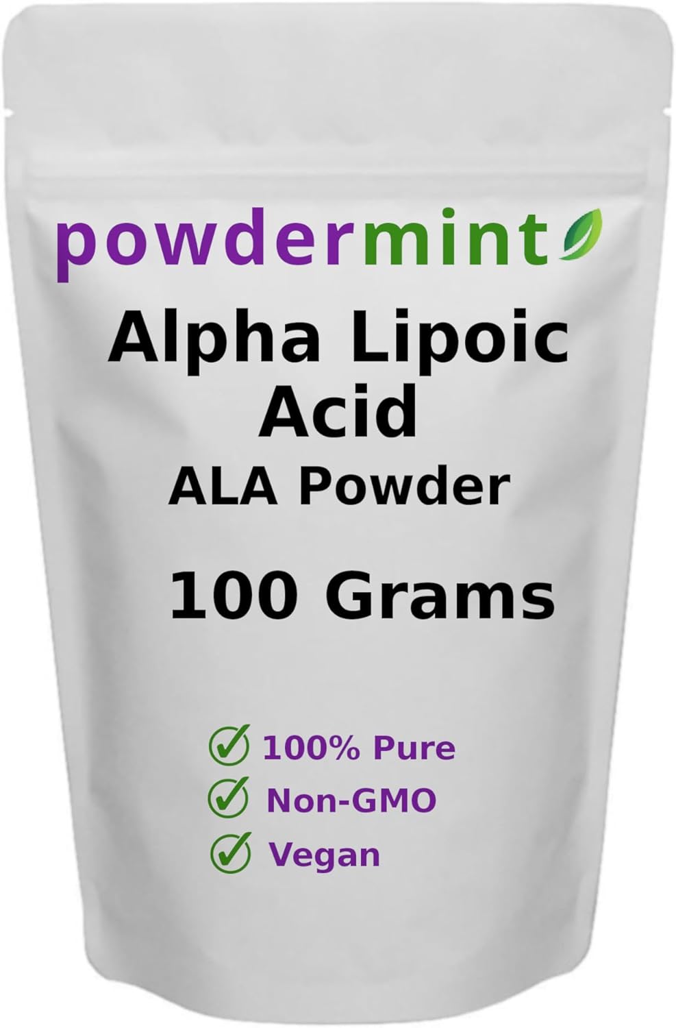 Antioxidant Alpha Lipoic Acid Powder (RS-ALA, Pure ALA) in Multiple Sizes with Scoop - Powdermint Formula