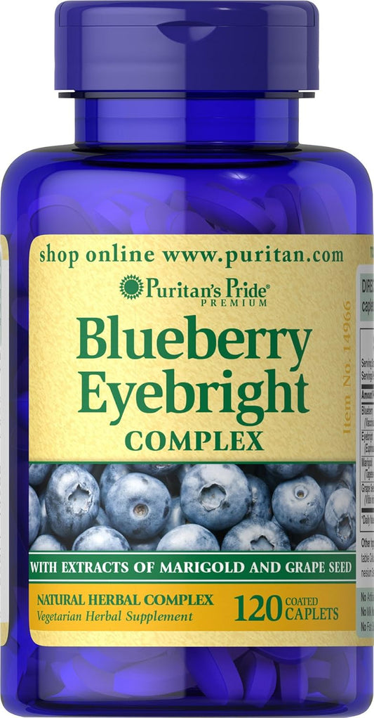 Antioxidant Health Supplement with Blueberry, Eyebright, Marigold, and Grapeseed Extracts - 120 Caplets